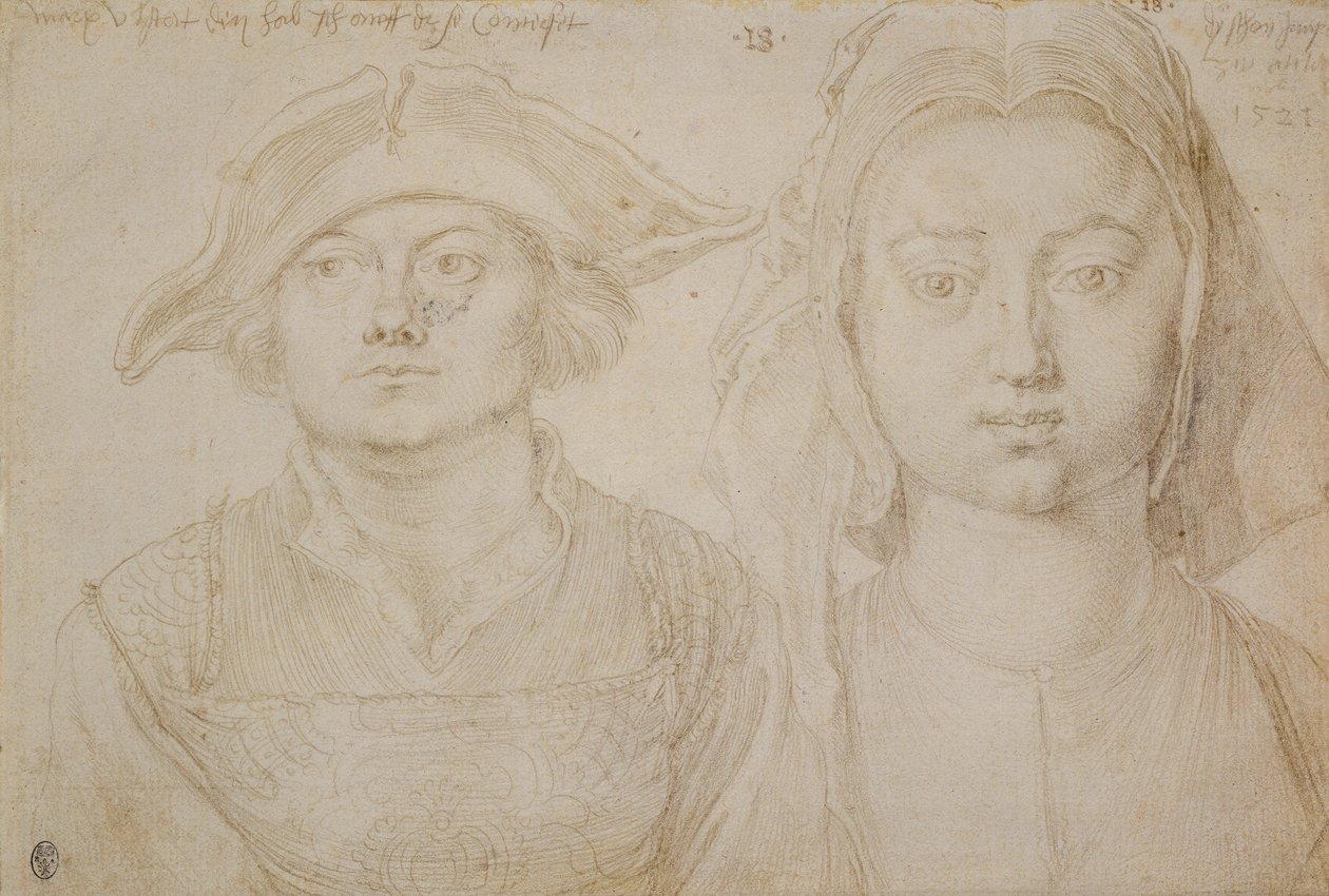 Marx Ulstat; Antwerp#39;in Güzel Genç Kadını, c.1520-21 (gümüş uçlu, fildişi renginde kağıt üzerine astarlanmış) by Albrecht Dürer or Duerer