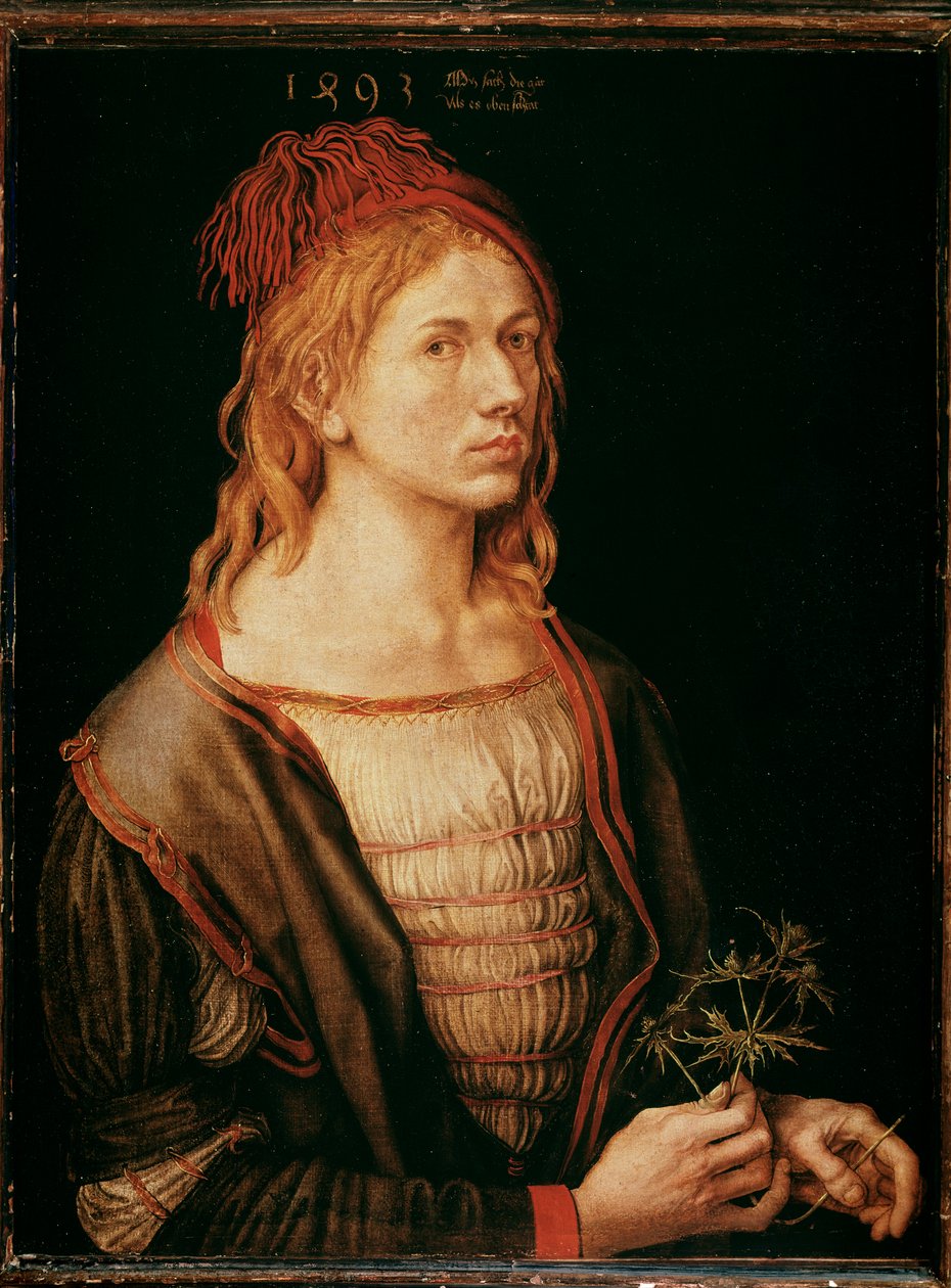 Devedikeni ile Otoportre (Resim, Tuval üzerine parşömen tutkalı by Albrecht Dürer