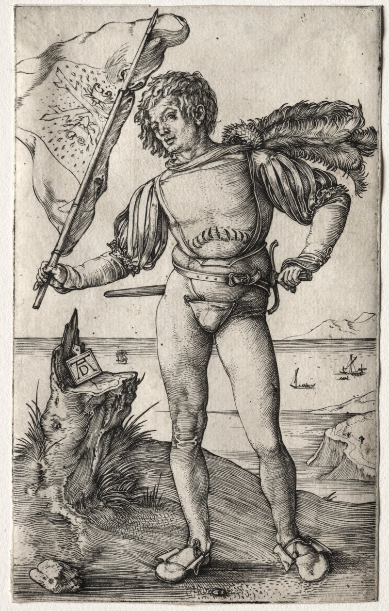 Burgonya Sancak Taşıyıcısı, c. 1500 (gravür) by Albrecht Dürer or Duerer