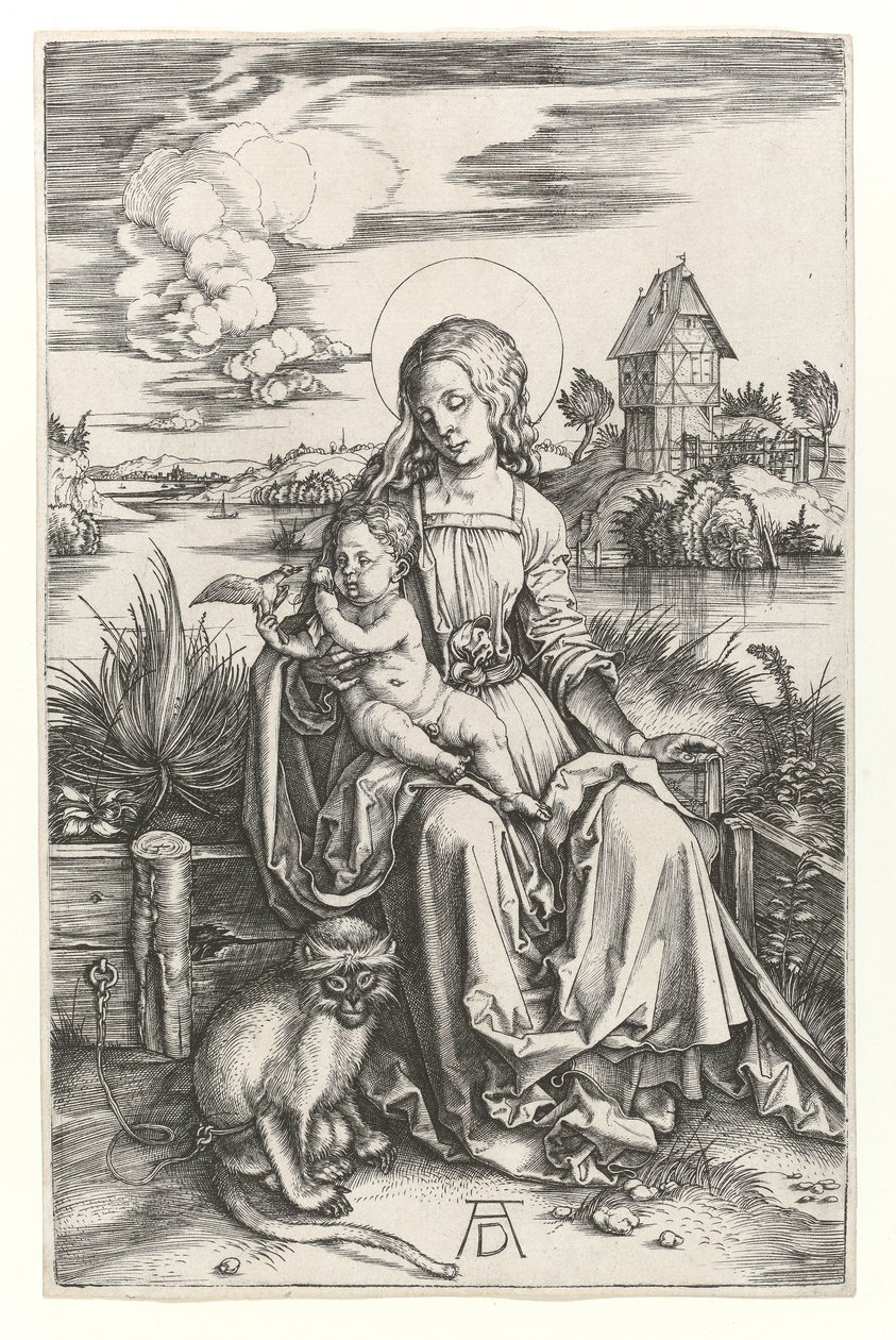 Maymunlu Bakire, c.1498 (Burin gravürü) by Albrecht Dürer