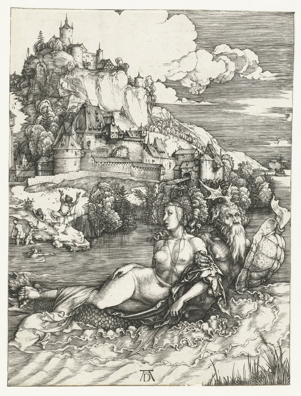 Amymone'un deniz canavarı tarafından kaçırılması by Albrecht Dürer or Duerer