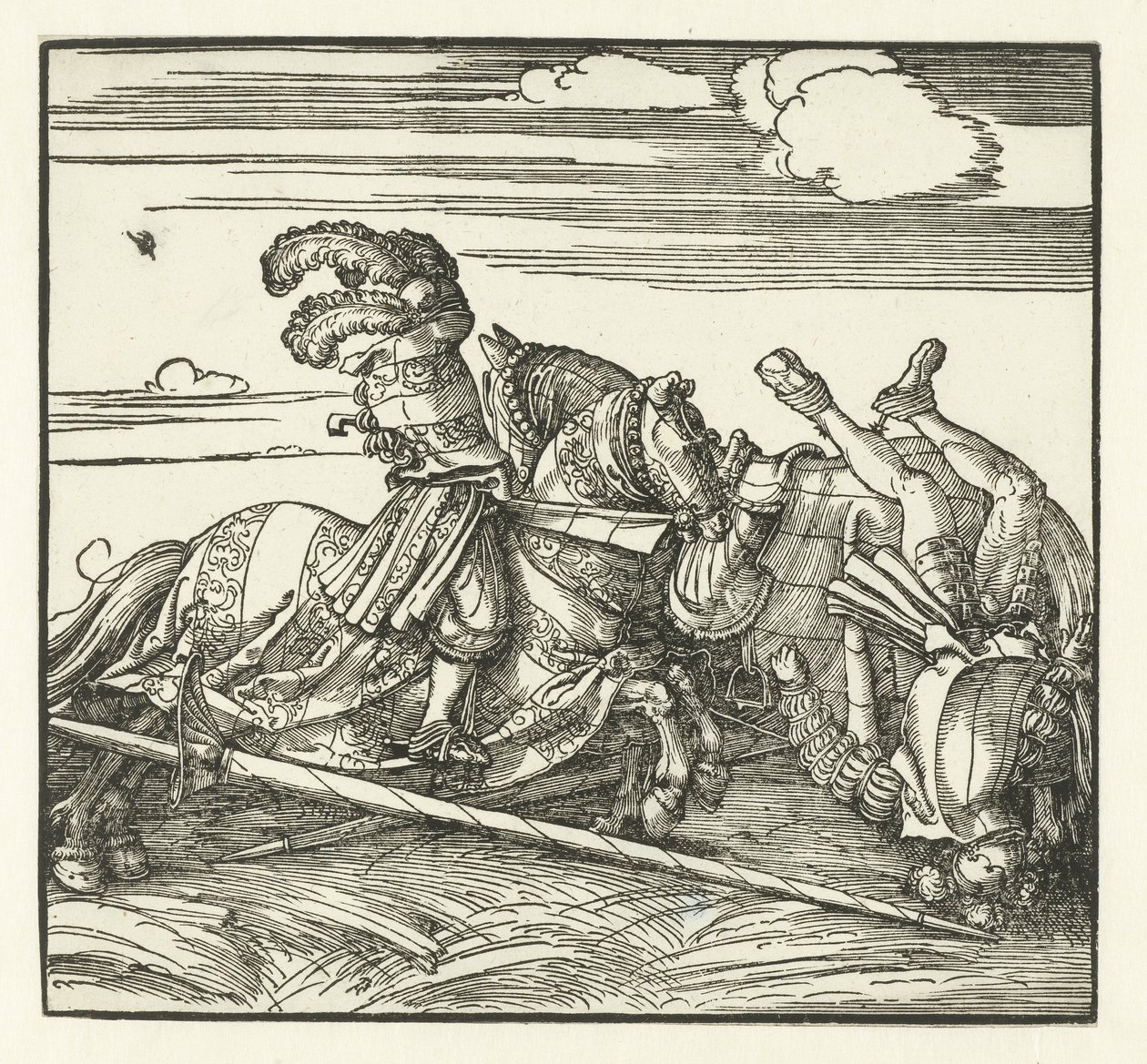 At sırtında kavga eden iki atlı by Albrecht Dürer or Duerer