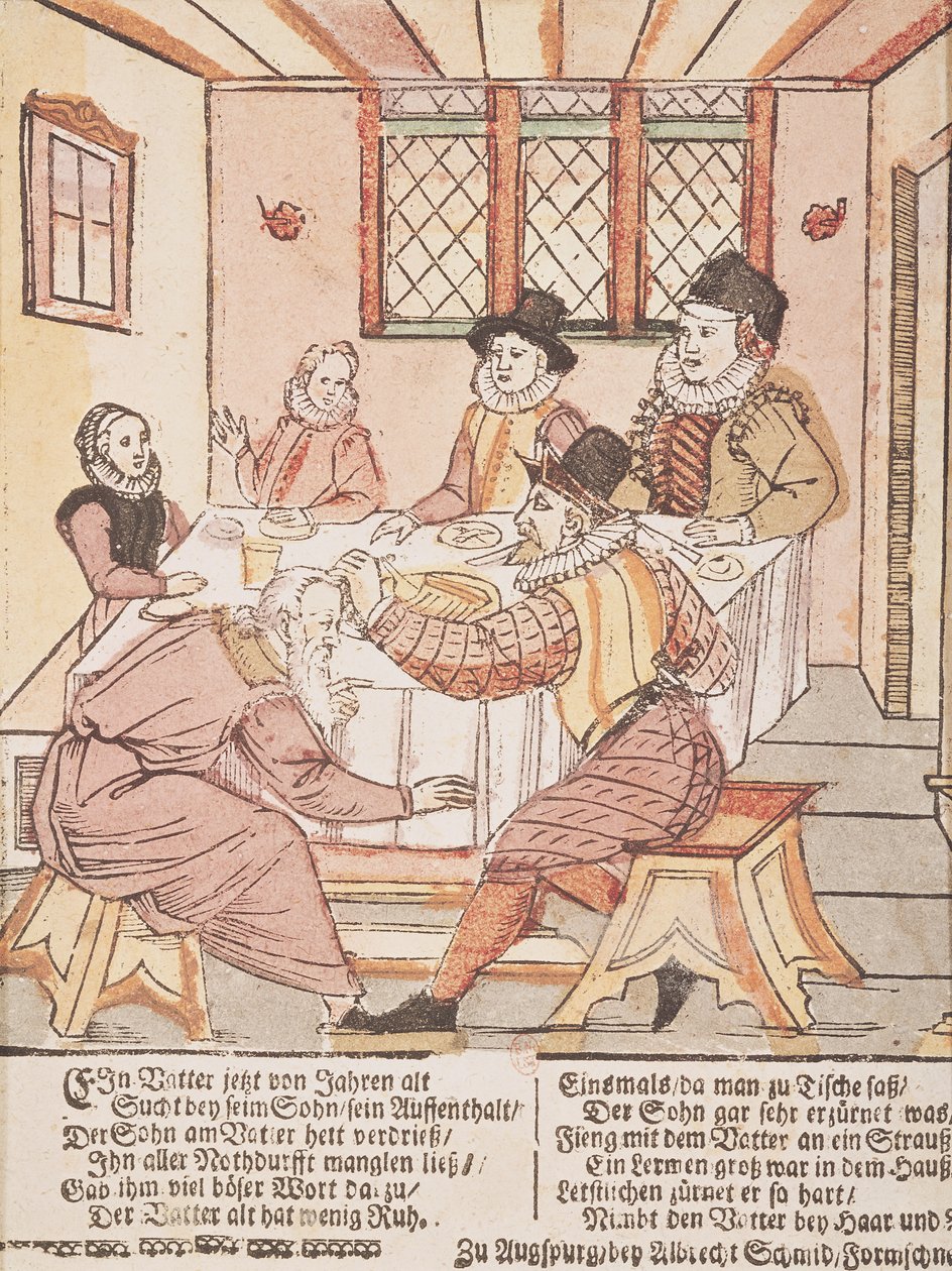 Oğlu Tarafından Kötü Muamele Gören Bir Baba (renkli gravür) by Albrecht Schmid