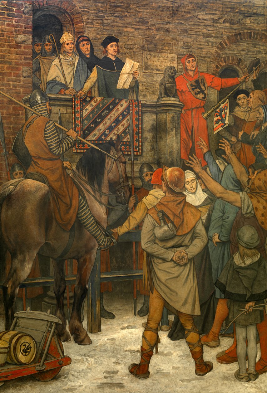 Bruges Belediye Binasında Dekorasyon, 1895-1900 dolayları (duvar resmi) by Albrecht de Vriendt