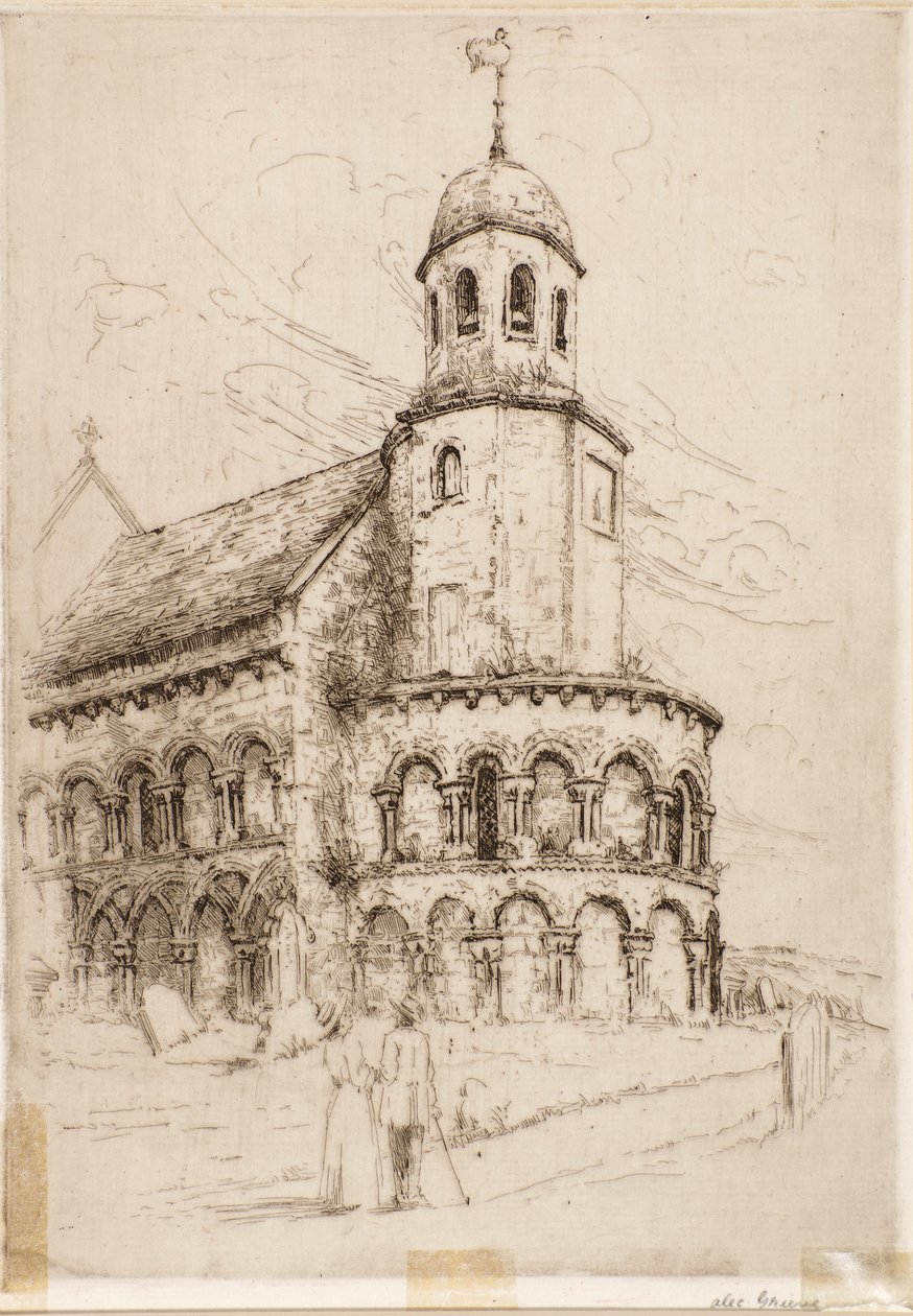 Leuchars Kilisesi (Norman Apsis) (gravür) by Alec Grieve