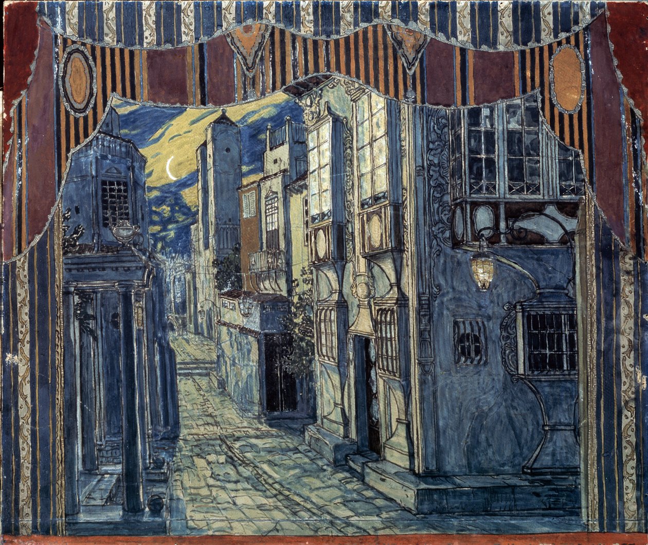 Set Design for The Barber of Seville, by Gioachino Rossini, 1924  by Aleksandr Jakovlevic Golovin