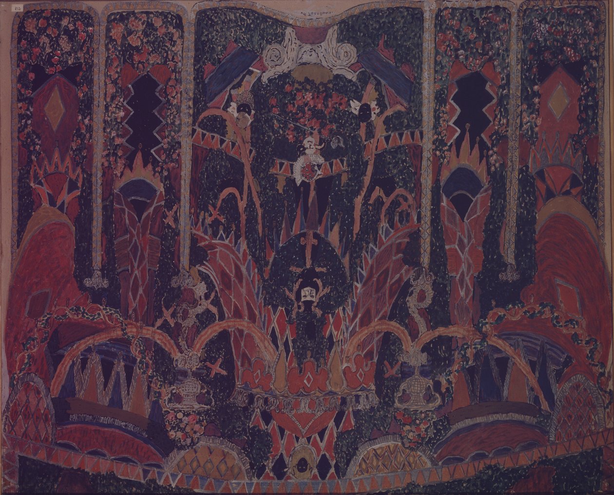 Tiyatro oyunu için Maskeli Balo perdesinin tasarımı Maskeli Balo, M. Lermontov, 1917 by Aleksandr Jakovlevic Golovin