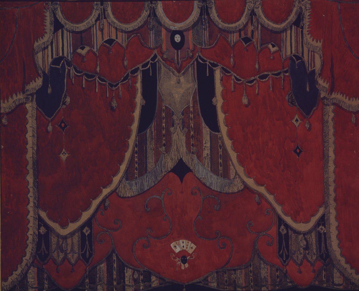 Tiyatro oyunu için ana perde tasarımı Maskeli Balo, M. Lermontov, 1917 by Aleksandr Jakovlevic Golovin