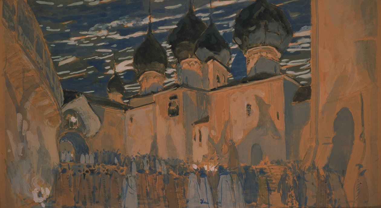 Opera The Pskov Maiden için sahne tasarımı, N. Rimsky-Korsakov, 1901 by Aleksandr Jakovlevic Golovin