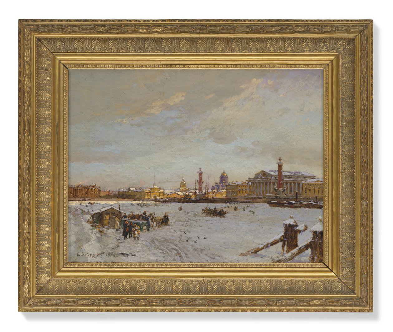 Donmuş Neva, Rostral sütunları, St Isaac Katedrali ve Admiralty, St Petersburg üzerinde görüntüleyin by Aleksandr Karlovich Beggrov