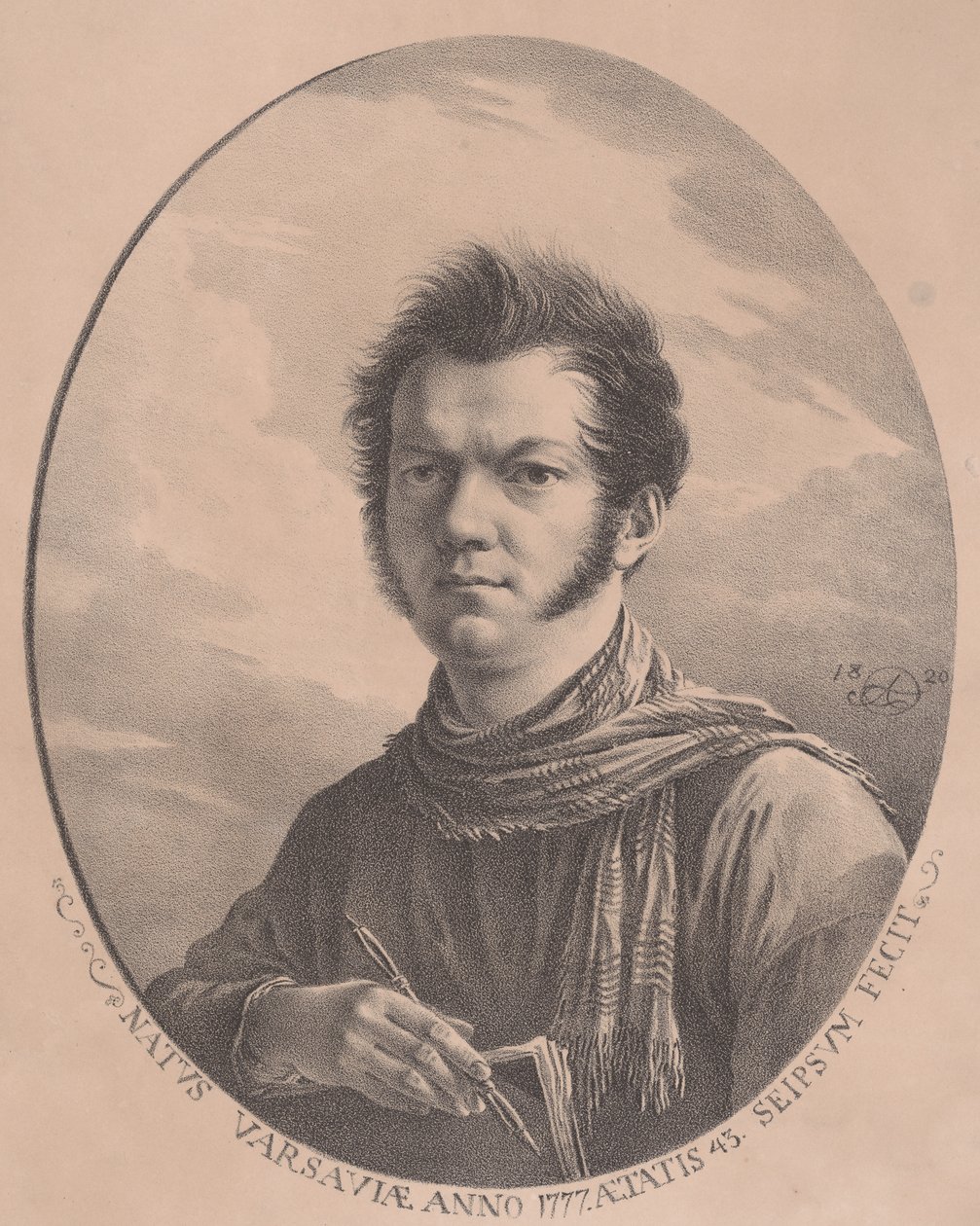 Albüm ve kalemle otoportre, 1819., 1819. by Aleksandr Orlovsky