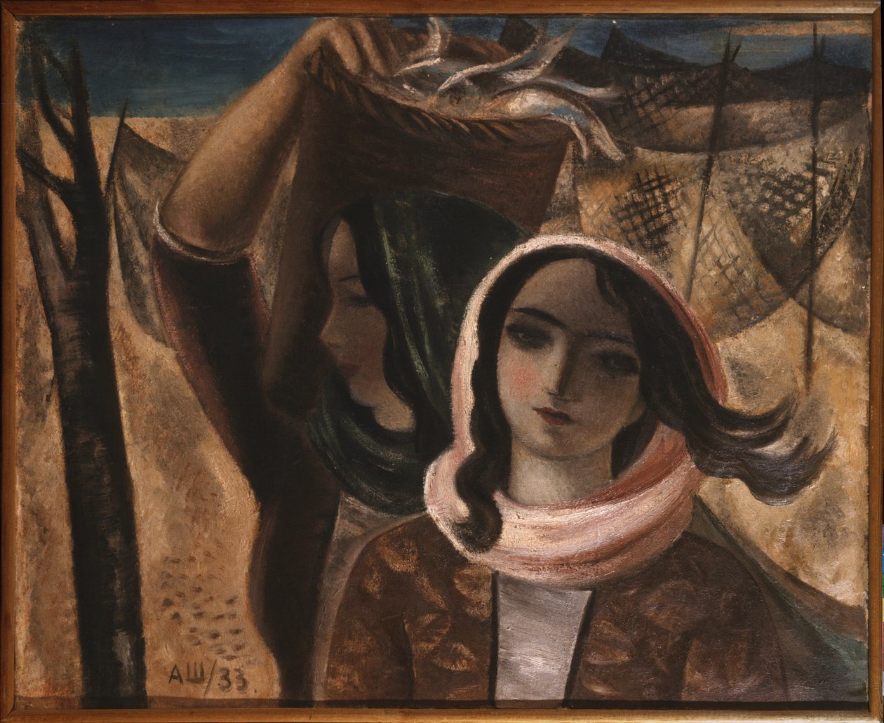 Balıkçılar. Alexander Vasilievich Shevchenko (Alexander Shevchenko) (1883-1948) tarafından tablo, tuval üzerine yağlıboya by Aleksandr Vasilievich Shevchenko