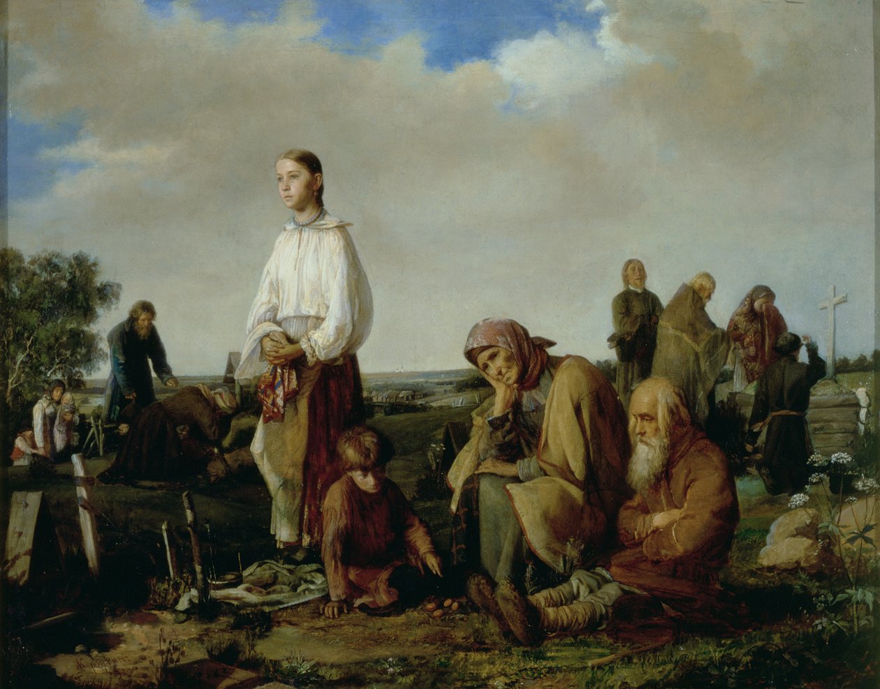 The Wake at the Cemetery, 1865  by Aleksei Ivanovich Korzukhin