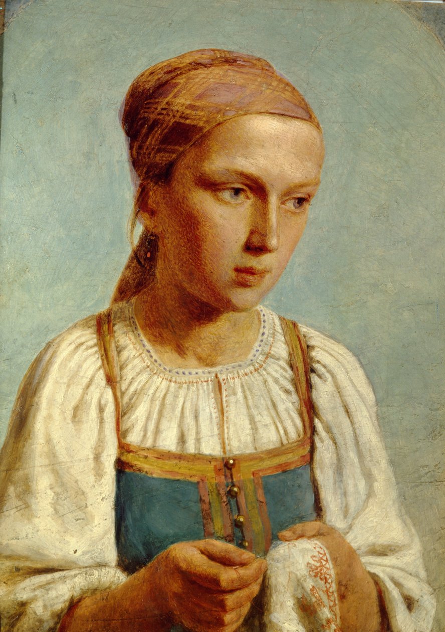 Nakışlı Köylü Kızı, 1843 by Aleksei Gavrilovich Venetsianov