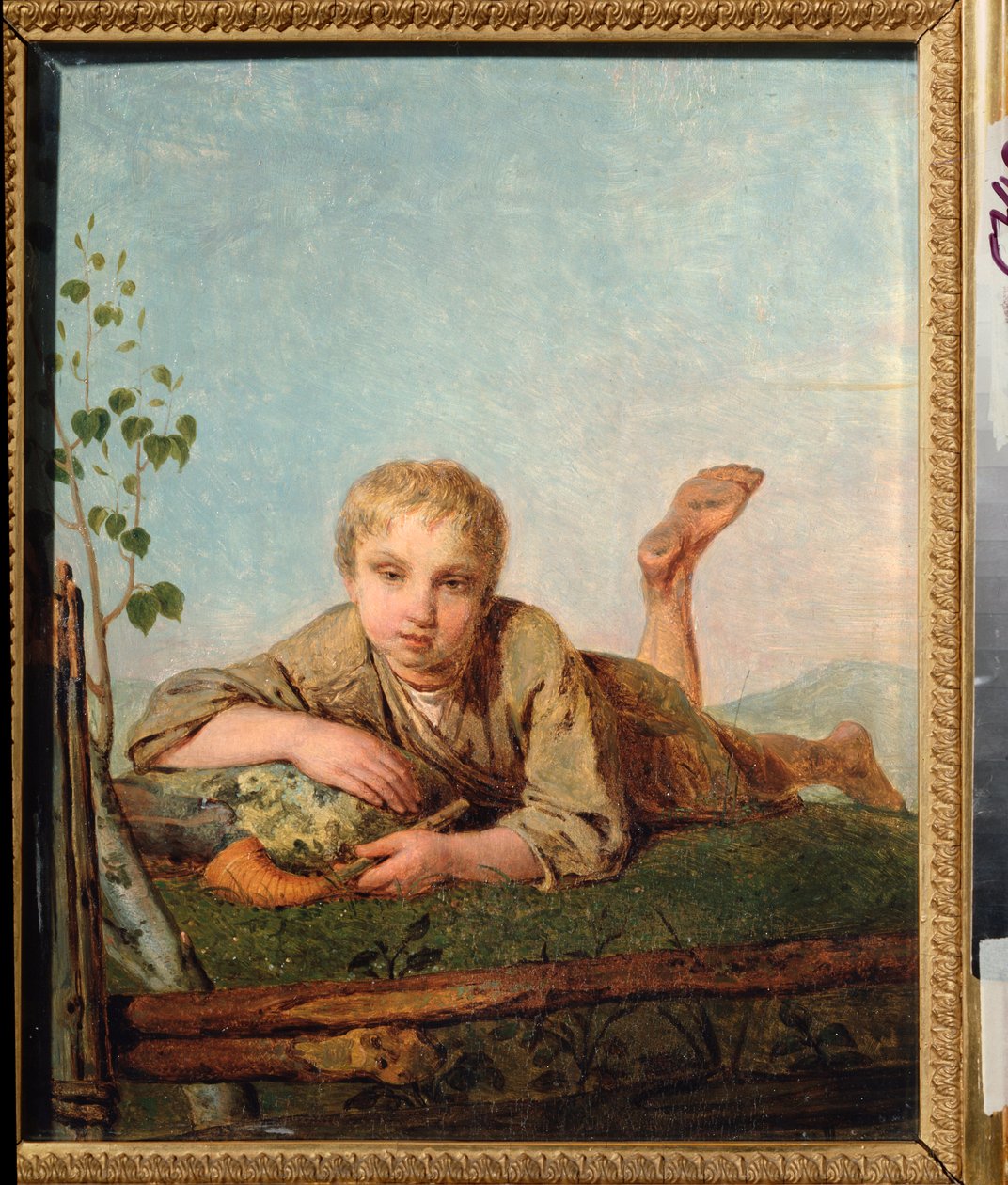 Pipolu çoban çocuk - Resim Alexei Gavrilovich Venetsianov (1780-1847), tuval üzerine yağlı boya, yaklaşık 1820, Rus sanatı by Aleksei Gavrilovich Venetsianov