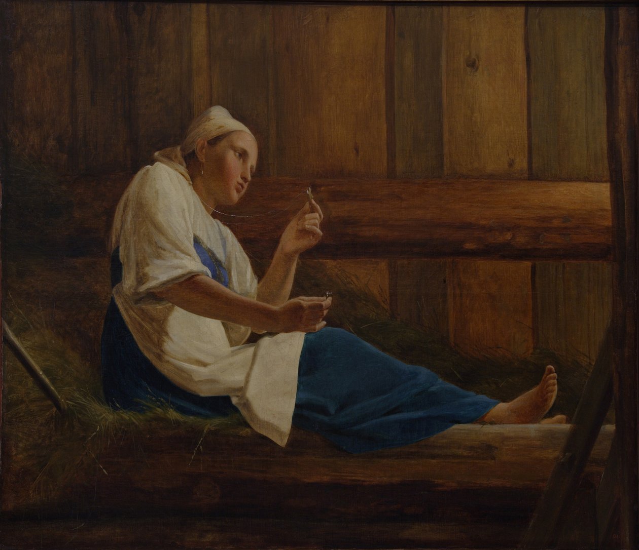 Kız bir saman şilte by Aleksei Gavrilovich Venetsianov
