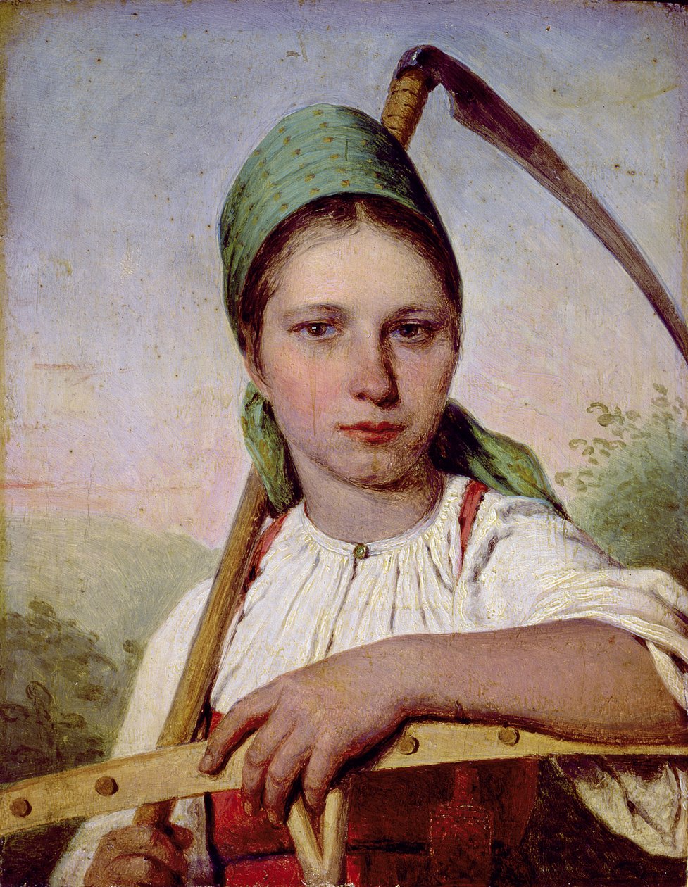 Tırpanlı ve Tırmıklı Köylü Kadın, 1825 dolayları (panelde yağlı boya) by Aleksei Gavrilovich Venetsianov