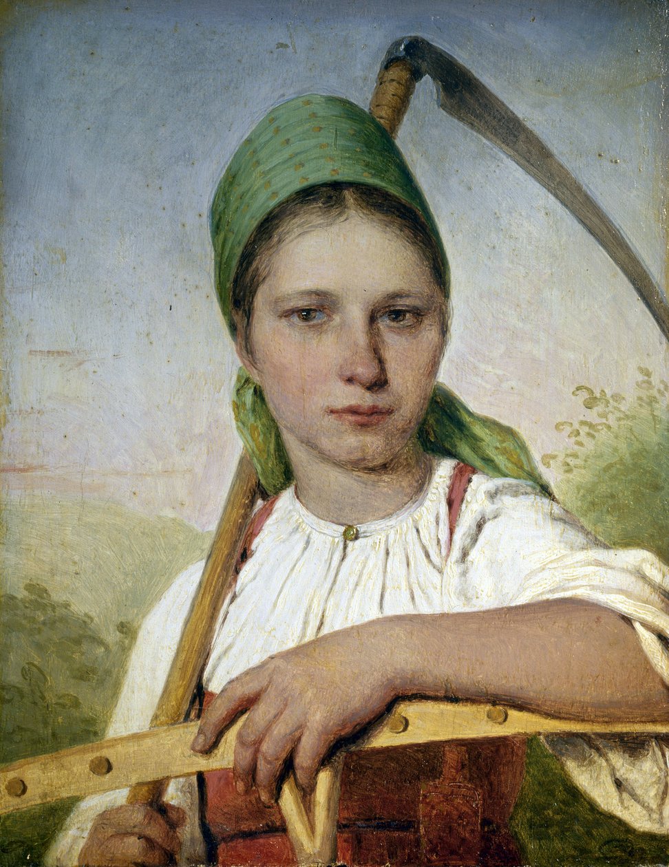 Bir tırpan ve tırmık ile köylü kadın by Aleksei Gavrilovich Venetsianov