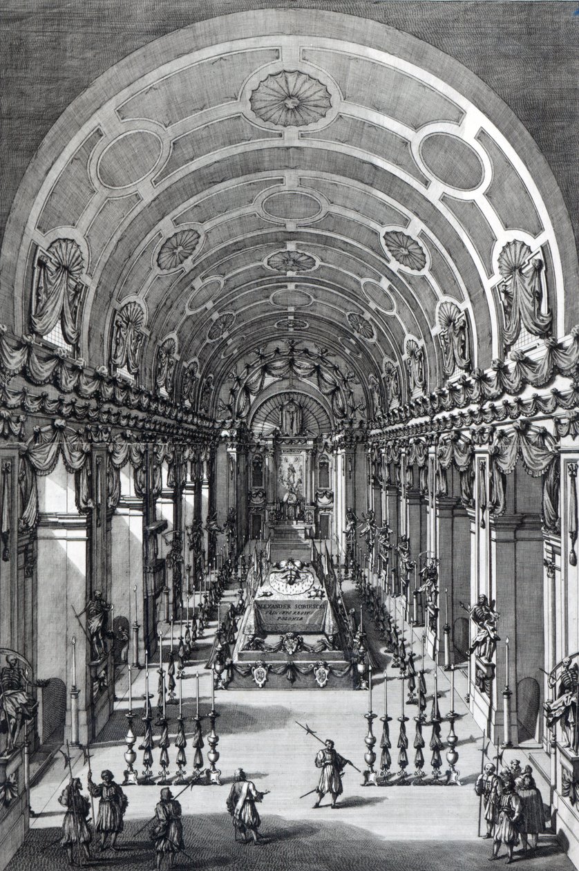 Francesco Faraone Aquila, 1714 tarafından kazınmış Capuchin Kilisesi, Roma, Alexander Sobieski Devletinde Yalan by Alessandro Specchi