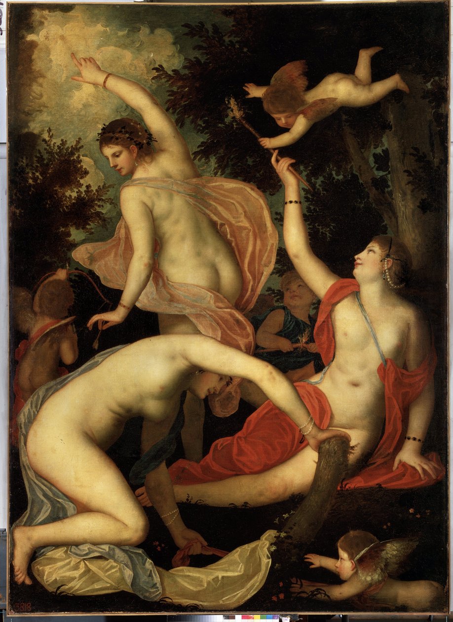 Graces ve Cupid (Graces ve cupid). Alessandro Varotari