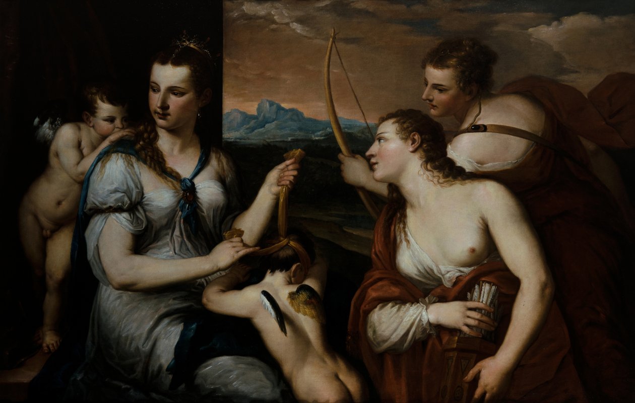 Venüs'ün gözlerini bağlayan Aşk Tanrısı by Alessandro (1588 1648) Varotari