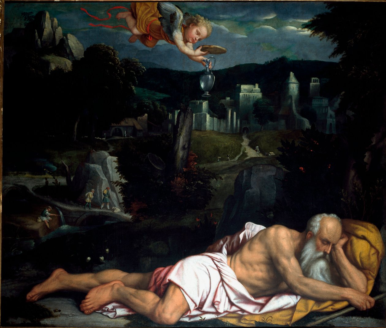 Elie uykuda Boyama Alessandro Bonvicino dit il Moretto (1498-1554) Eski Katedral, Brescia by Alessandro Bonvicino Moretto
