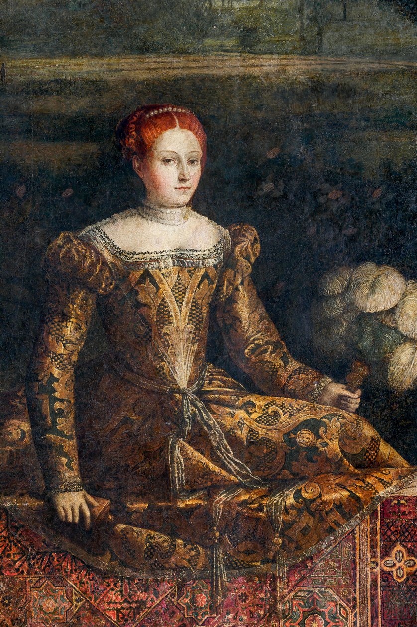 Soylu bir kadının portresi, Soylu Hanımların Küçük Odasının detayı (duvarlara yapıştırılmış tuval üzerine yağlı boya) by Alessandro Bonvicino Moretto