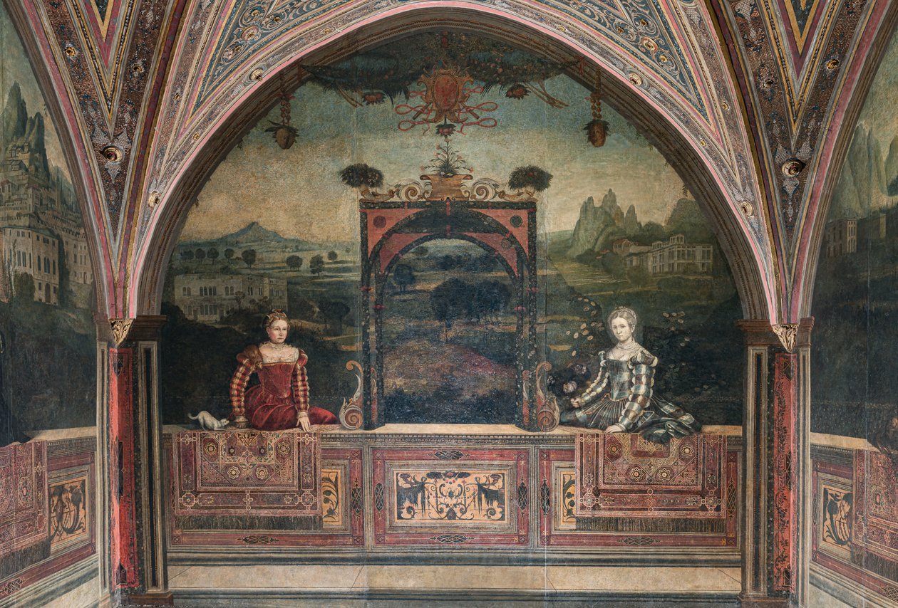 Asil Hanımların Küçük Odası (duvarlara yapıştırılmış tuval üzerine yağlıboya) by Alessandro Bonvicino Moretto