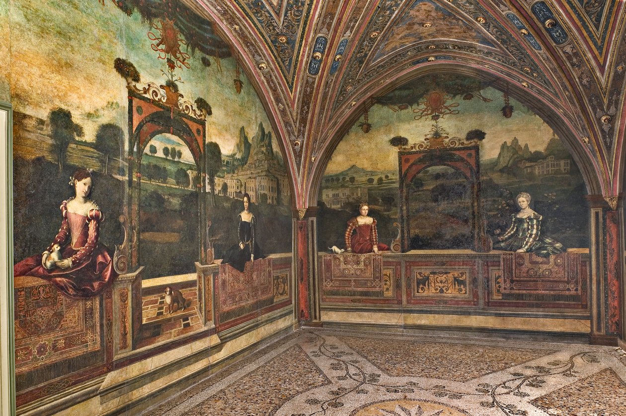 Asil Hanımların Küçük Odası (duvarlara yapıştırılmış tuval üzerine yağlıboya) by Alessandro Bonvicino Moretto