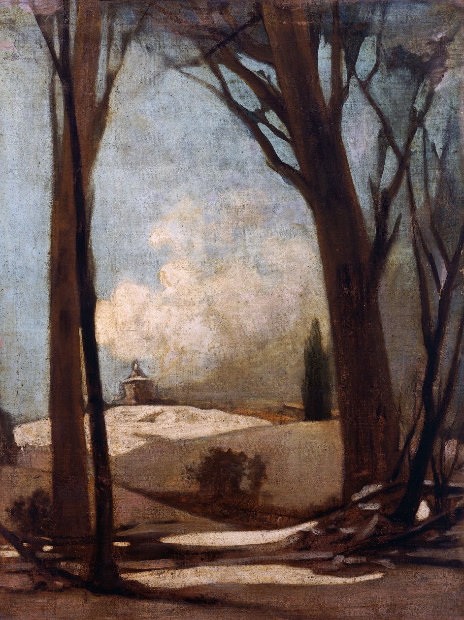 San Luca ile karlı manzara, Alessandro Guardassoni (1819-1888), İtalya tarafından resim by Alessandro Guardassoni