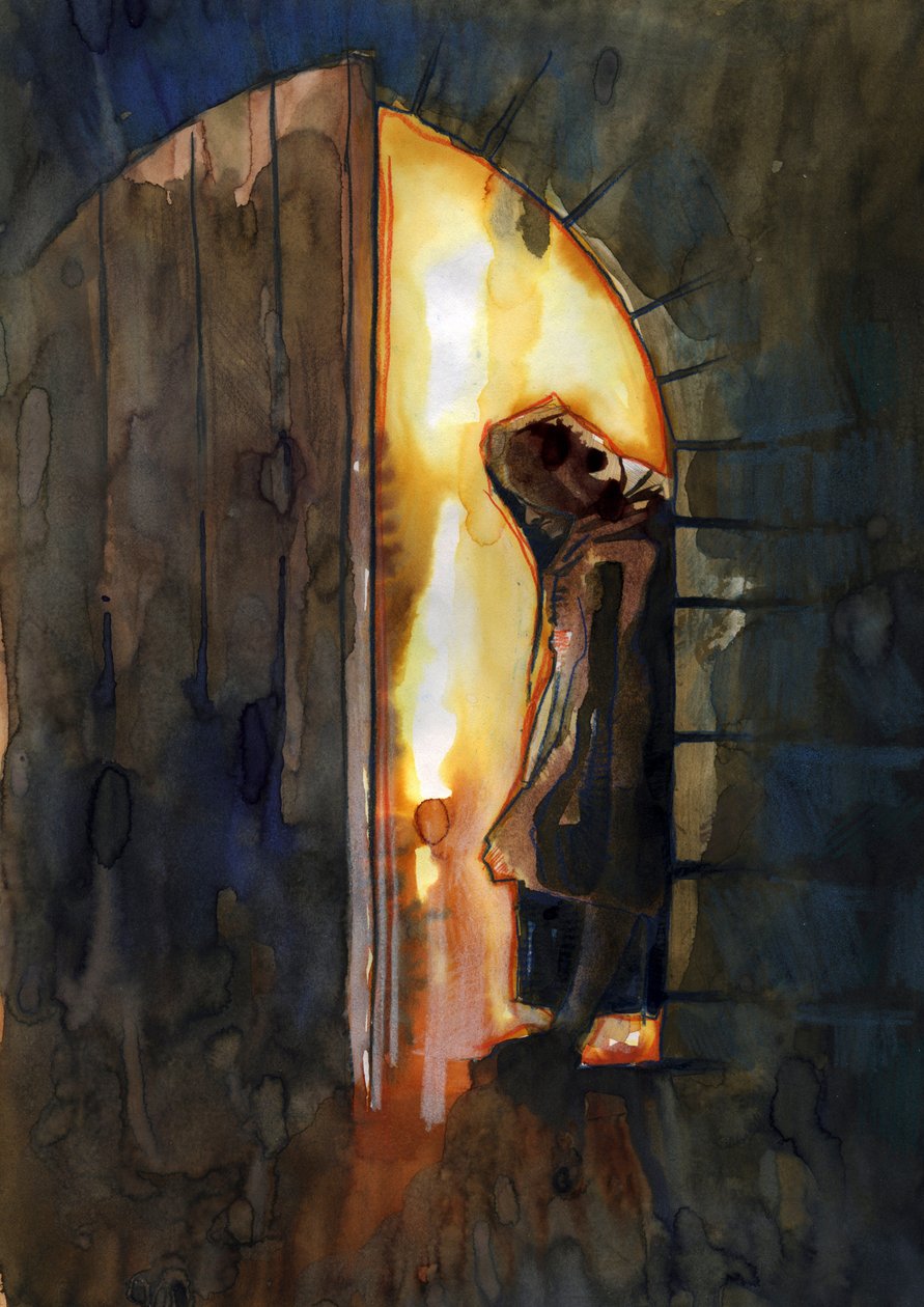 Alessandro Lonati'nin perili şatodaki bir keşiş çizimi by Alessandro Lonati