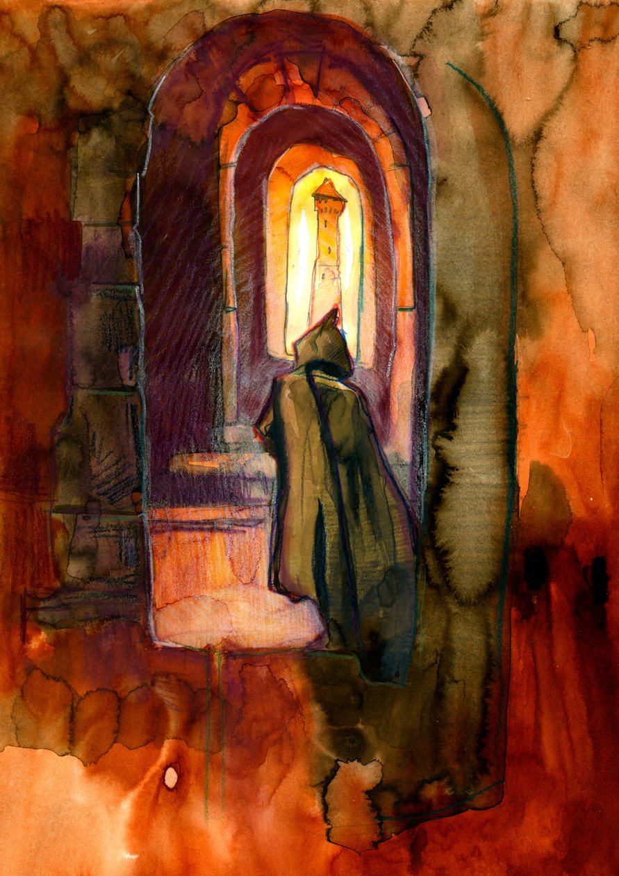 Alessandro Lonati'nin perili şatodaki bir keşiş çizimi by Alessandro Lonati