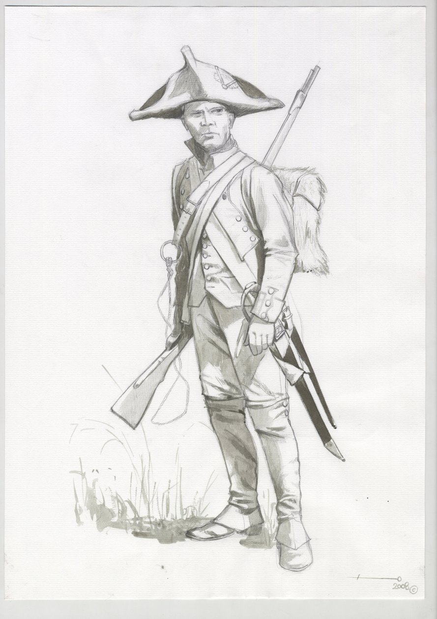 Birinci İmparatorluk (1804-1814 ve 1815): Napolyon ordu askerinin kostümü, Fransız nişancı. Alessandro Lonati'nin çizimi by Alessandro Lonati