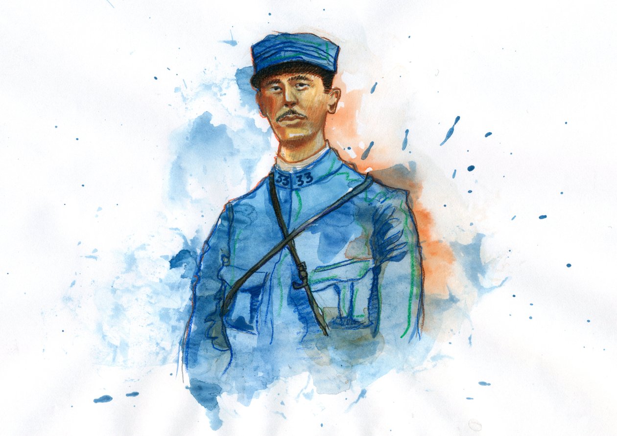 Birinci Dünya Savaşı: 1914'te Charles de Gaulle'ün (1890-1970) Portresi by Alessandro Lonati