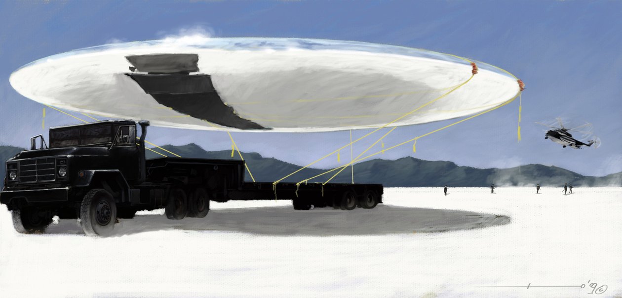 Gizemli fenomen: Amerika Birleşik Devletleri'ndeki Nevada çölünde Amerikan gizli servisi tarafından bir uçan dairenin (UFO veya ufo) yakalanması. Alessandro Lonati'nin çizimi by Alessandro Lonati