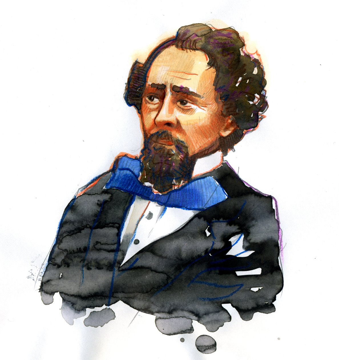Charles Dickens'ın Portresi (1812-1870) İngiliz yazar (İngiliz yazar ve sosyal eleştirmen Charles Dickens'ın portresi) by Alessandro Lonati