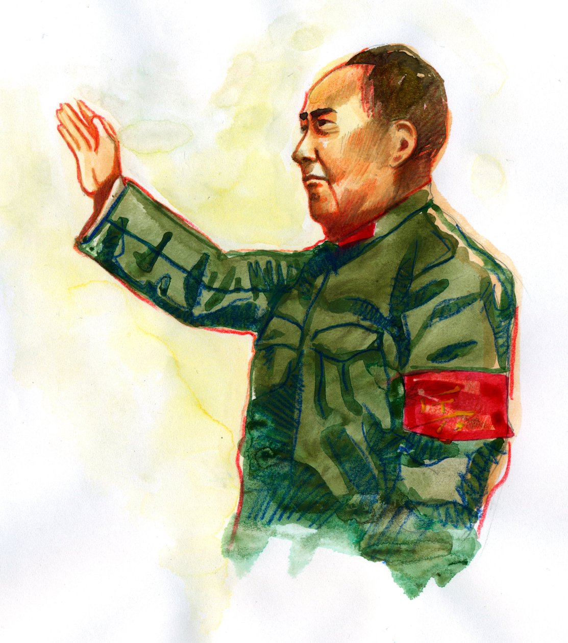 Çin Komünist devrimcisi ve Çin Halk Cumhuriyeti'nin kurucu babası Mao Zedong'un portresi by Alessandro Lonati