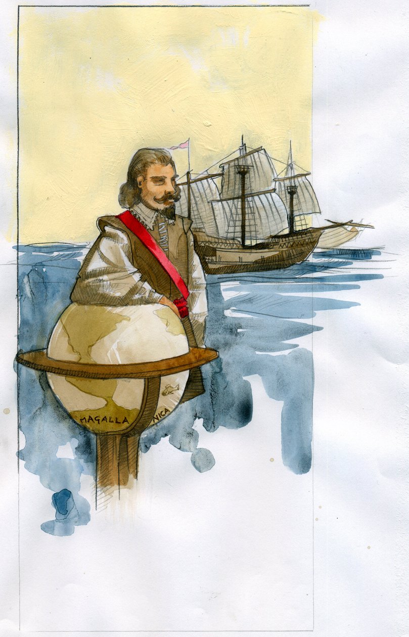 İngiliz korsan, kaşif, köle tüccarı ve politikacı Francis Drake'in portresi (çizim) by Alessandro Lonati