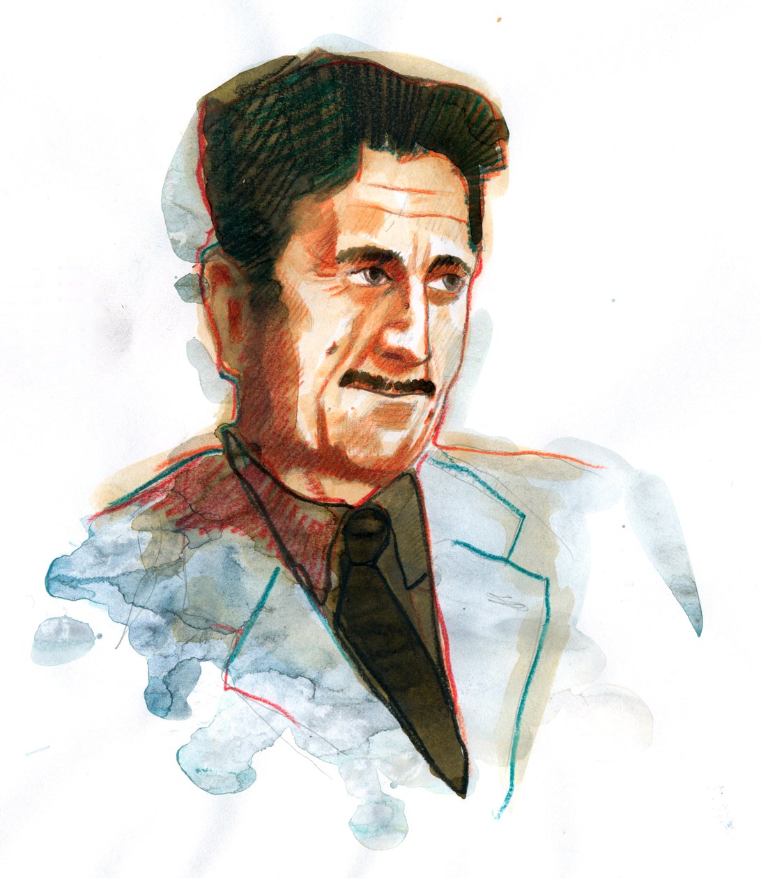 İngiliz yazar ve gazeteci George Orwell'in portresi (İngiliz yazar George Orwell'in portresi) by Alessandro Lonati