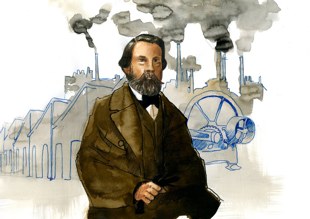Friedrich Engels'in (1820-1895) portresi, Alman sosyalist teorisyen ve politikacı by Alessandro Lonati