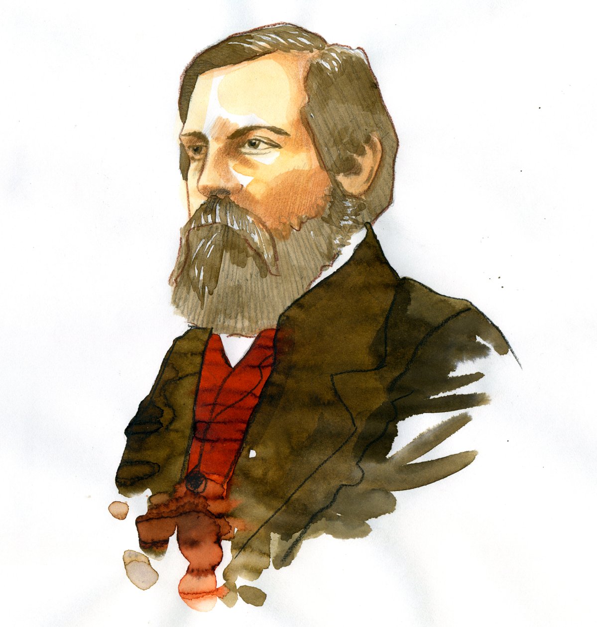 Friedrich Engels'in (1820-1895) portresi, Alman sosyalist teorisyen ve politikacı by Alessandro Lonati