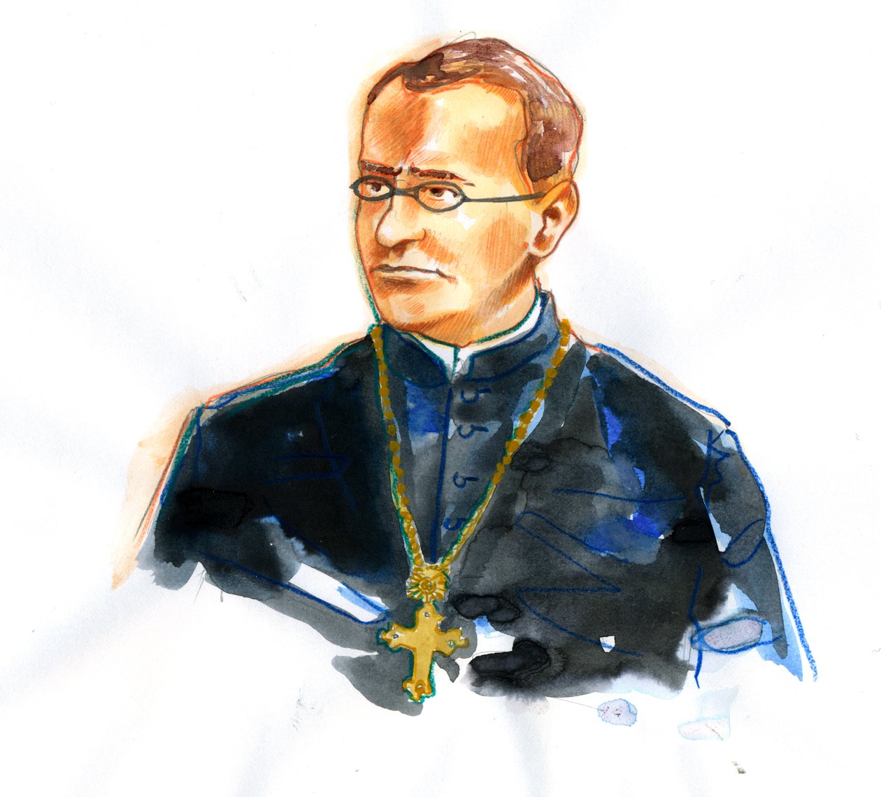 Gregor Mendel'in Portresi (1822-1884) Katolik keşiş ve genetiğin botanikçi kurucusu by Alessandro Lonati