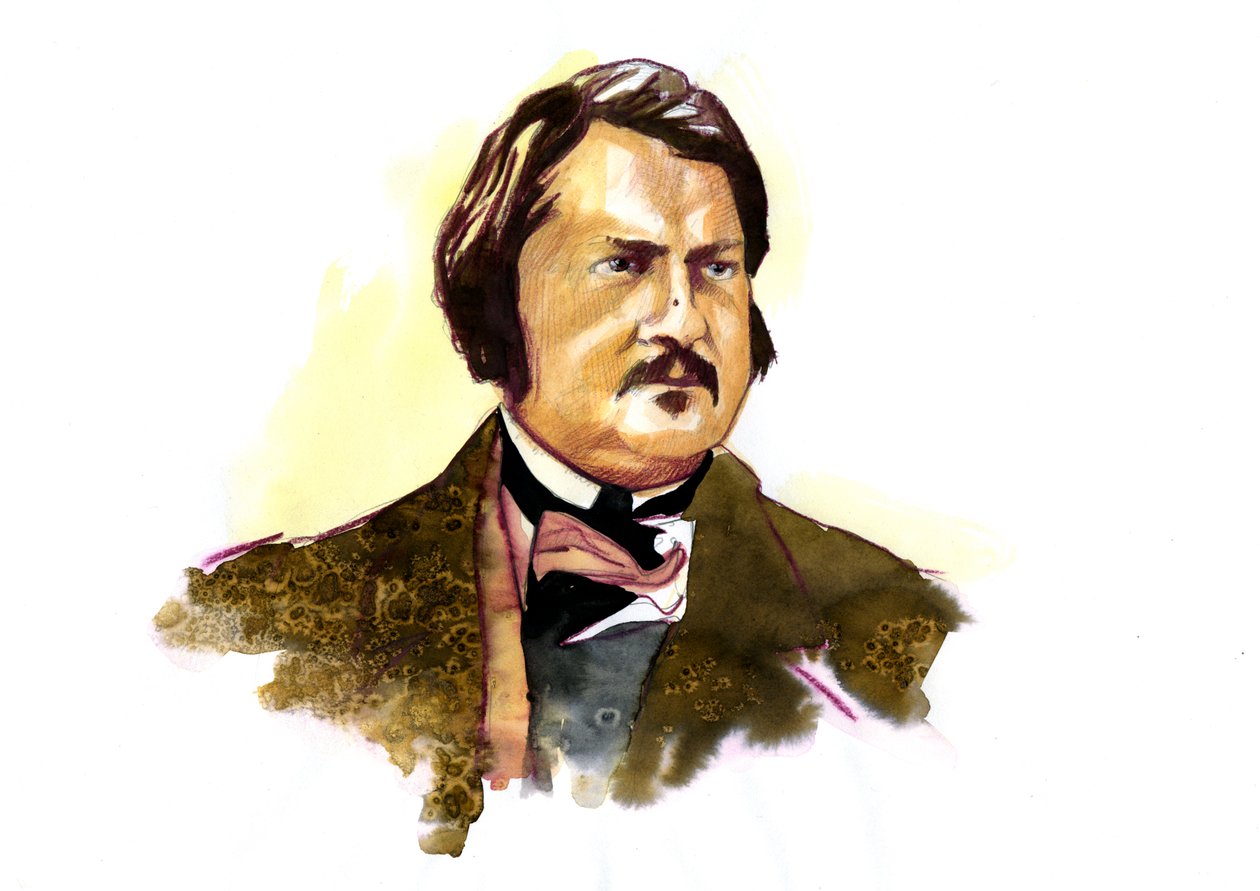 Honore Balzac'ın Portresi (1799 - 1850), Fransız yazar (Fransız yazar Honore de Balzac'ın Portresi) by Alessandro Lonati