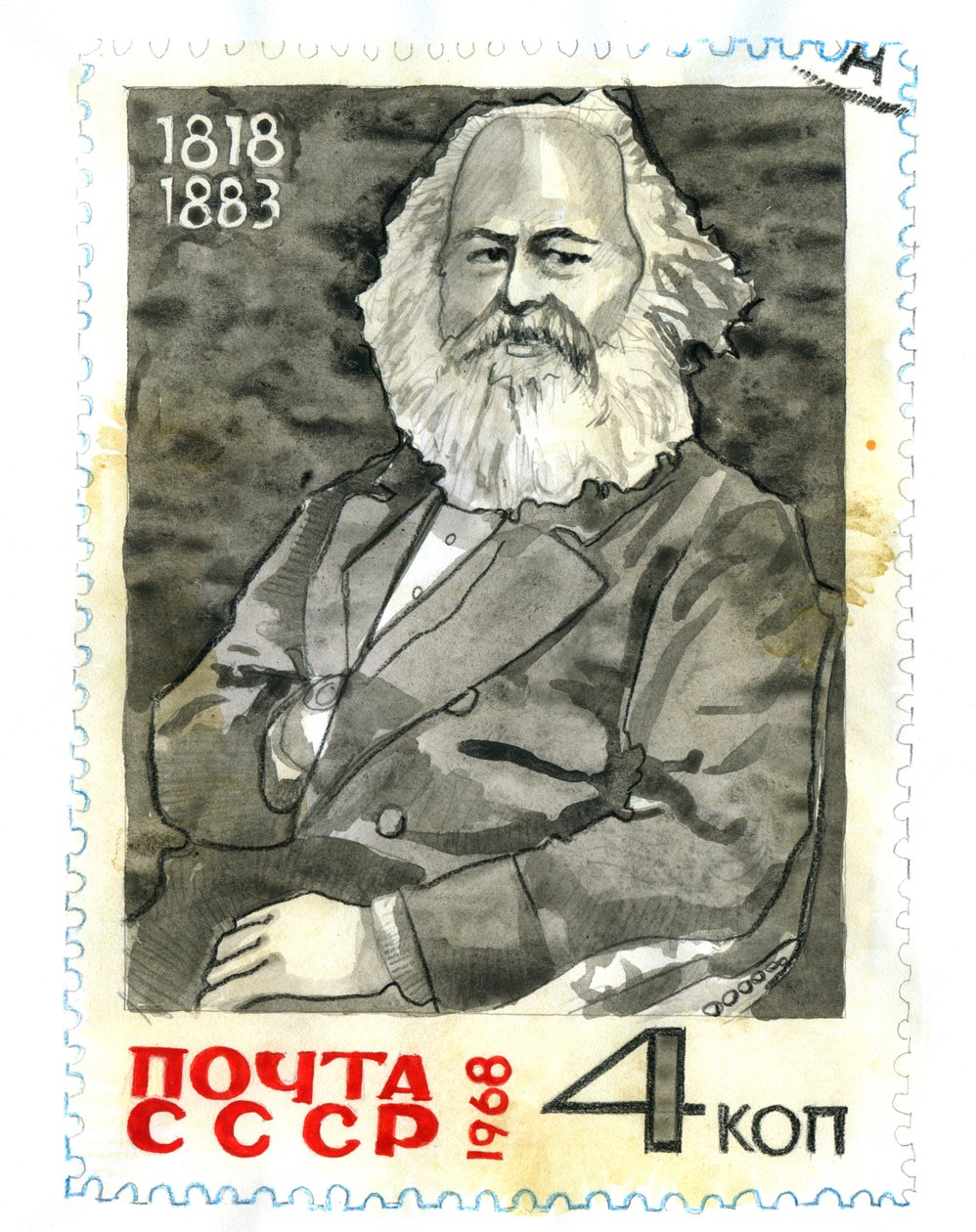 Filozof ve siyaset teorisyeni Karl Marx'ın (1818-1883) portresi by Alessandro Lonati