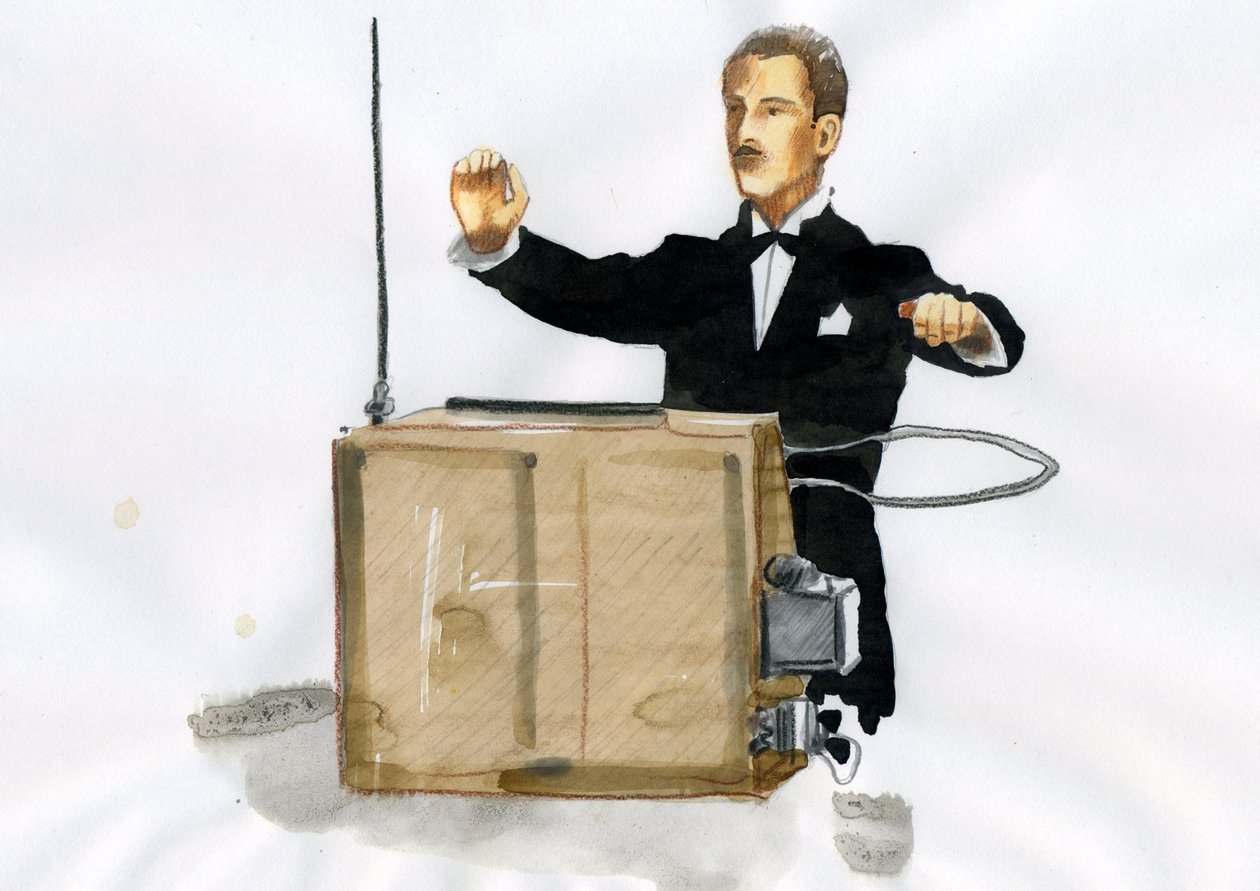 Lev Sergeyevich Termen'in Portresi (Leon Theremine) (1896-1993), ilk elektronik müzik aleti olan theremine'nin mucidi (Leon Theremin'in Portresi) by Alessandro Lonati