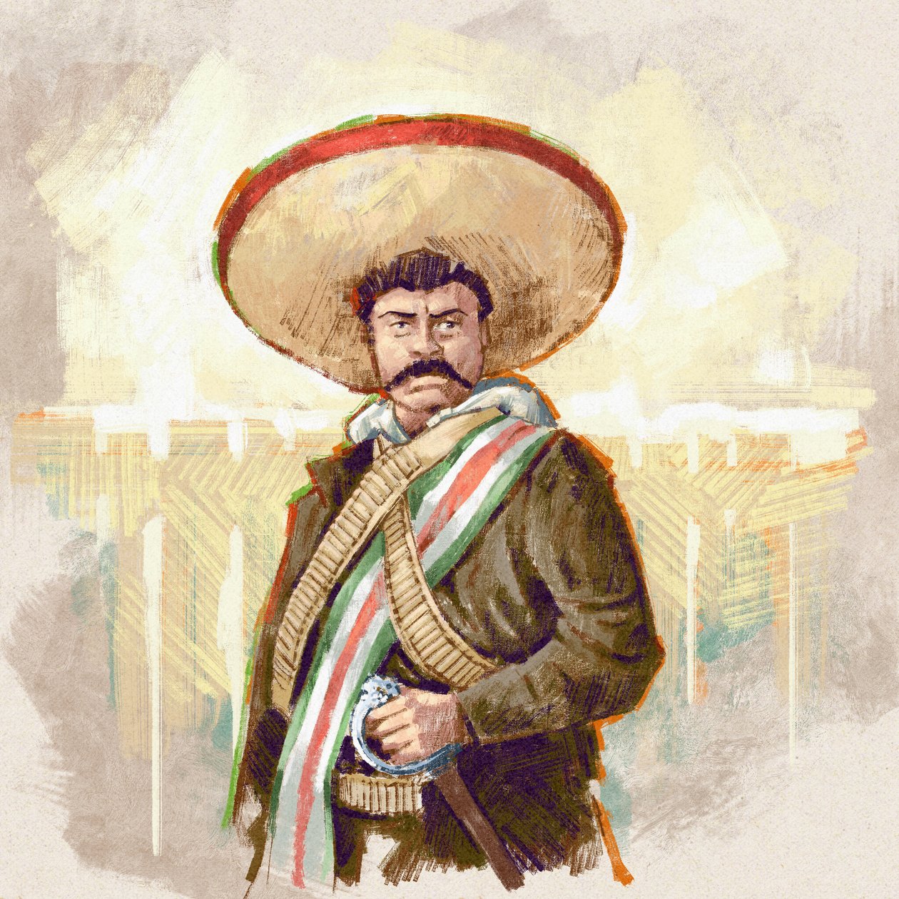 Meksikalı devrimci Pancho Villa'nın portresi, 2023 (çizim) by Alessandro Lonati