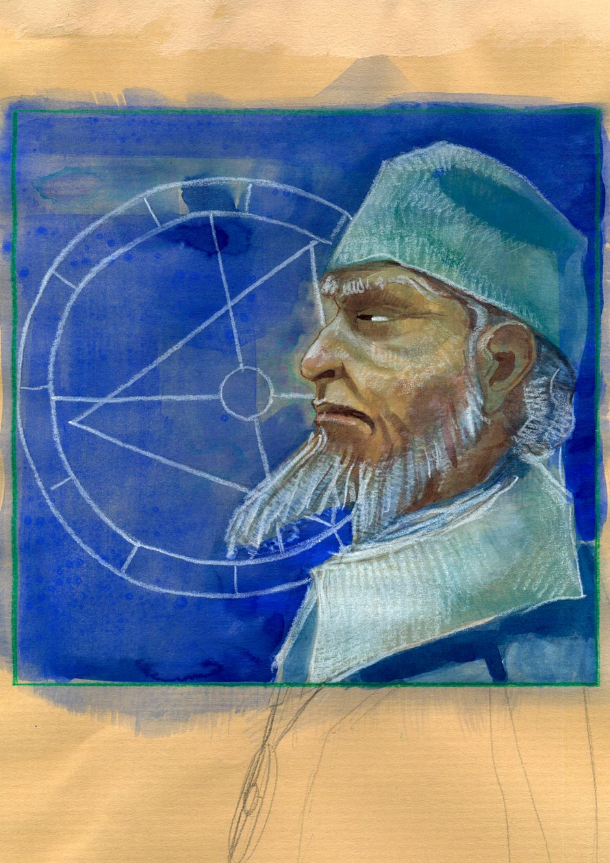 Michel de Notre Dame'ın (Nostradamus) Portresi İngiliz astrolog - Nostradamus'un Portresi, Michel de Notre Dame (1503-1566) astrolog ve doktor francais Çizim, Alessandro Lonati by Alessandro Lonati