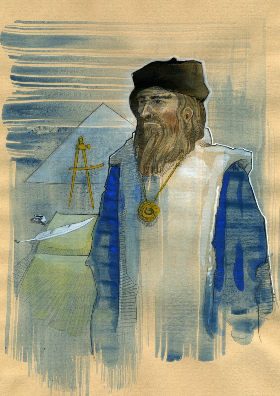 Michel de Notre Dame'ın (Nostradamus) Portresi İngiliz astrolog - Nostradamus'un Portresi, Michel de Notre Dame (1503-1566) astrolog ve doktor francais Çizim, Alessandro Lonati by Alessandro Lonati