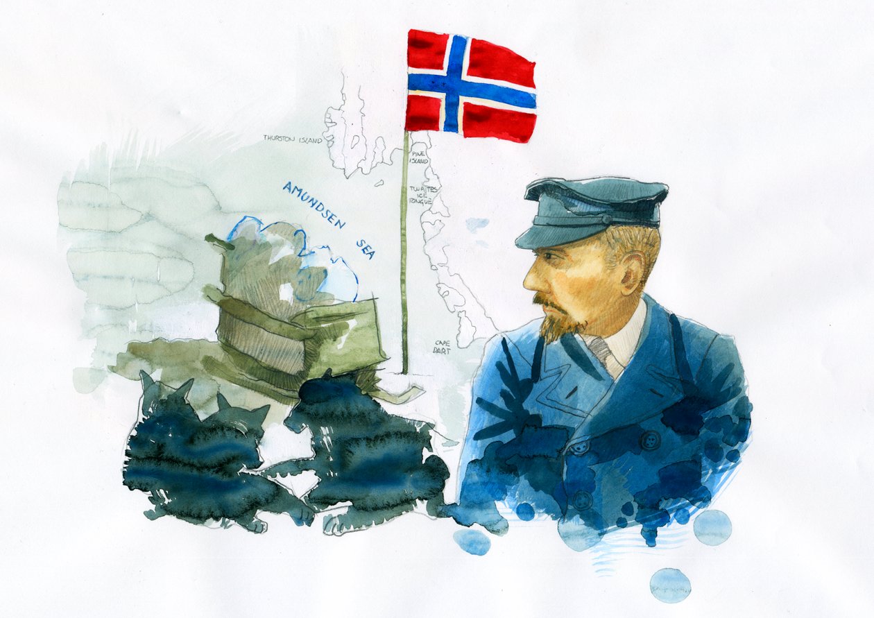 Norveçli denizci ve kaşif Roald Amundsen'in portresi (1872-1928) (Norveçli kutup bölgeleri kaşifi Roald Amundsen'in portresi) Çizim, Alessandro Lonati by Alessandro Lonati