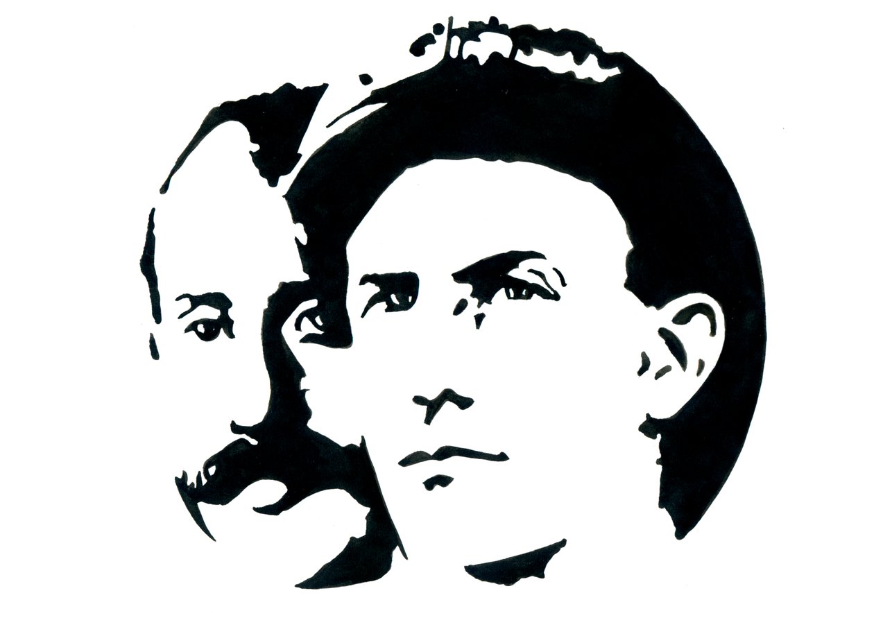 Orville (1871-1948) ve Wilbur Wright'ın (1867-1912) Amerikalı havacılığın öncüleri portresi (Wright kardeşler, Orville ve Wilbur Amerikalı kardeşler, mucitler ve havacılık öncüleri) by Alessandro Lonati